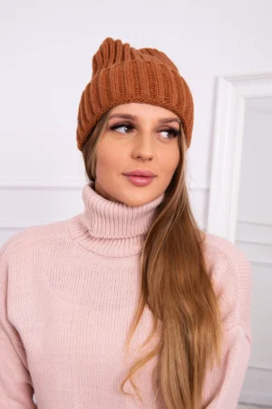 Kepurė su susukamu raišteliu Magda K293 camel
