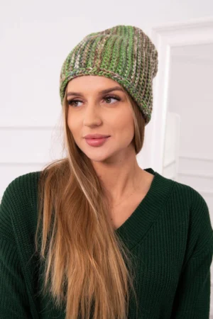 Zoja vilnonė kepurė K306 green+beige