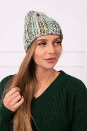 Zoja vilnonė kepurė K306 ecru+green