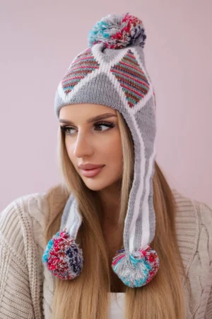 Moteriški ausinukai Eunika K322 pilka+raudona