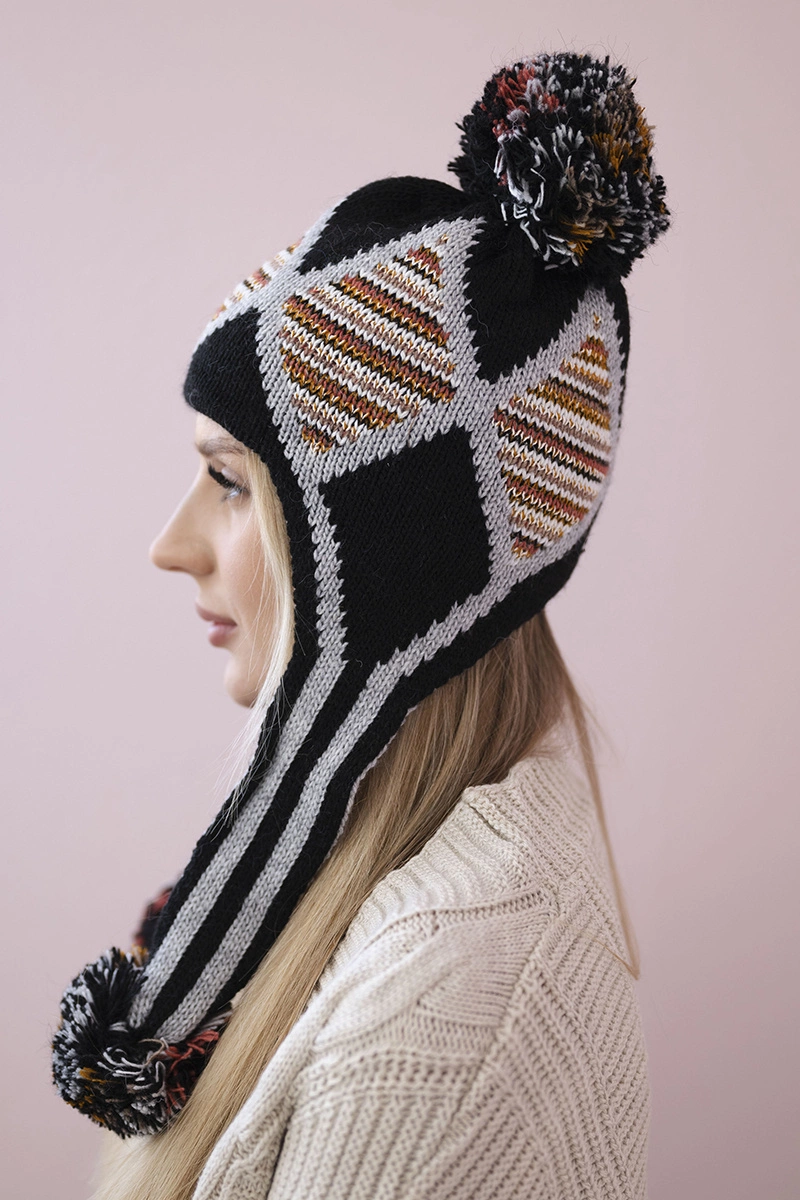 Moteriški ausinukai Eunika K322 black+grey - Image 2