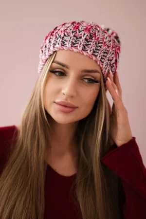 Moteriška kepurė su pomponu Maria K335 fuksija