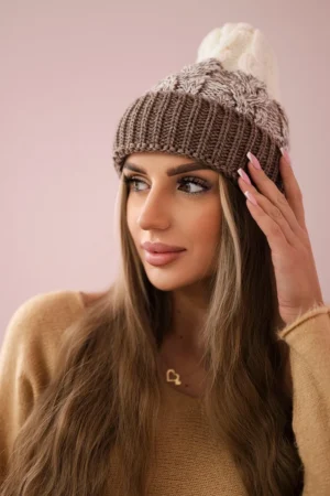 Moteriška kepurė Samara K346 cappuccino+ecru