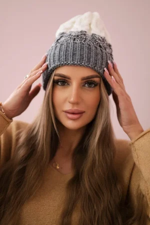 Moteriška kepurė Samara K346 pilka+juoda