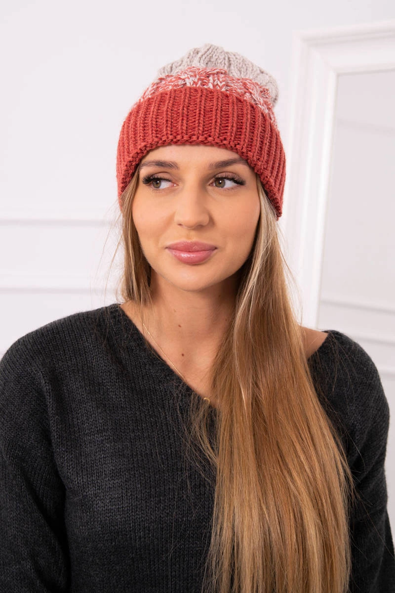 Moteriška kepurė Samara K346 red+beige - Image 2