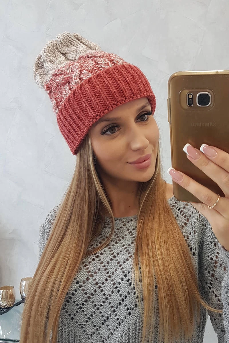 Moteriška kepurė Samara K346 red+beige - Image 4