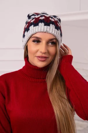 Moteriška kepurė Laila K283 pilka+mėlyna