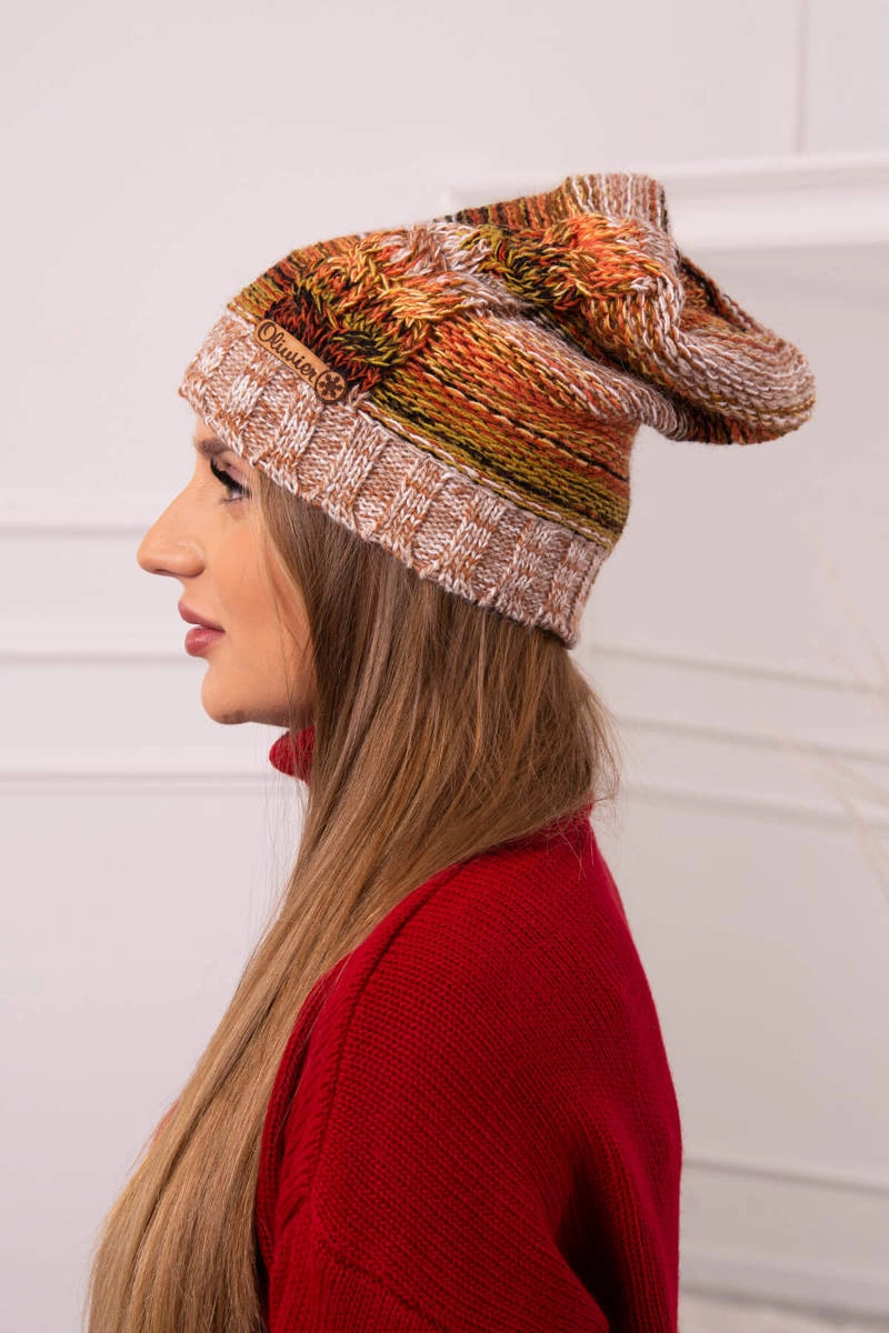 Monika vilnonė kepurė K256 red+camel - Image 2