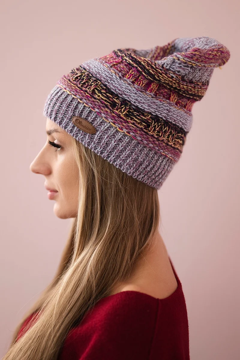 Kepurė su flizelinu Patrycja K254 violetinė+pilka - Image 2