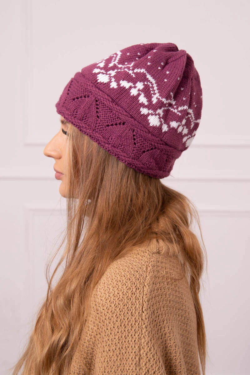 Moteriška kepurė Kira K374 tamsiai violetinė+balta - Image 2