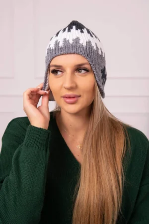 Moteriška kepurė Nikol K405 graphite+white+dark grey