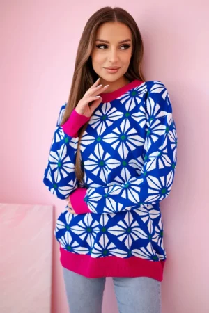 "Swinger" su geometriniu motyvu rugiagėlių mėlyna