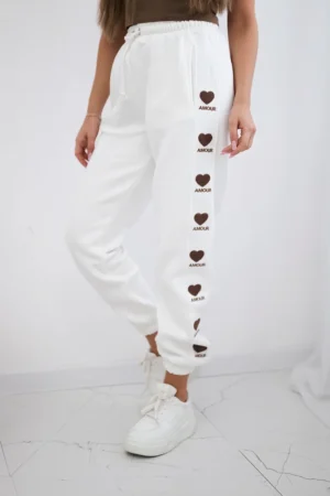 Amour medvilninės kelnės ecru