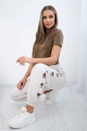 Amour medvilninės kelnės smėlio spalvos melanžas