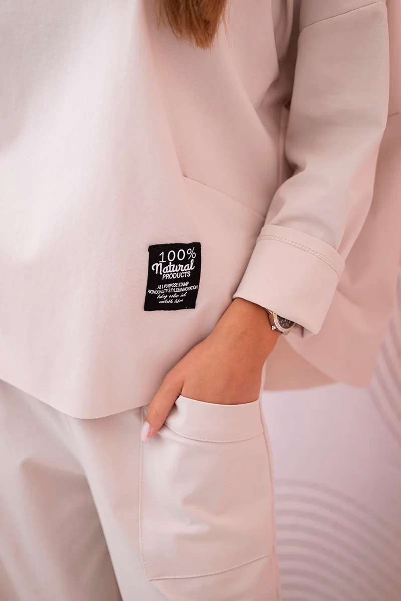 Naujų punto džemperių kelnių komplektas smėlio spalva - Image 4