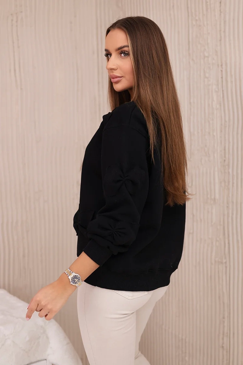 Izoliuoti marškiniai su welt ir dekoratyviniais lankais juodas - Image 4