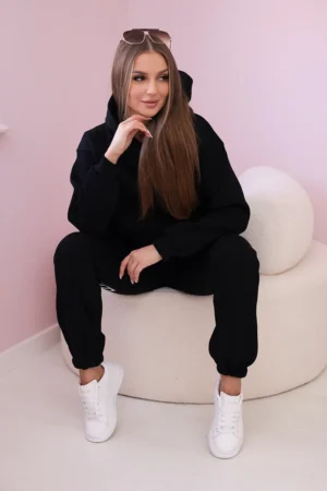 Spausdintas medvilnės rinkinys juodas