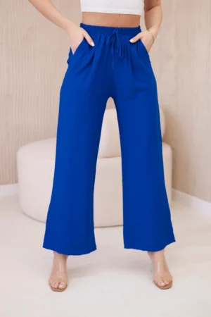 Viskozės kelnės plačioms kojoms Rugiagėlių