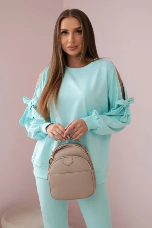 Marškinių rinkinys su lanku ant rankovių ir antblauzdžių mėta