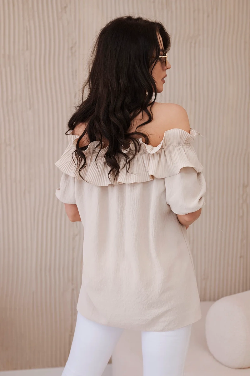 Ispaniška palaidinė su dekoratyvine maivymasis smėlio spalva - Image 3