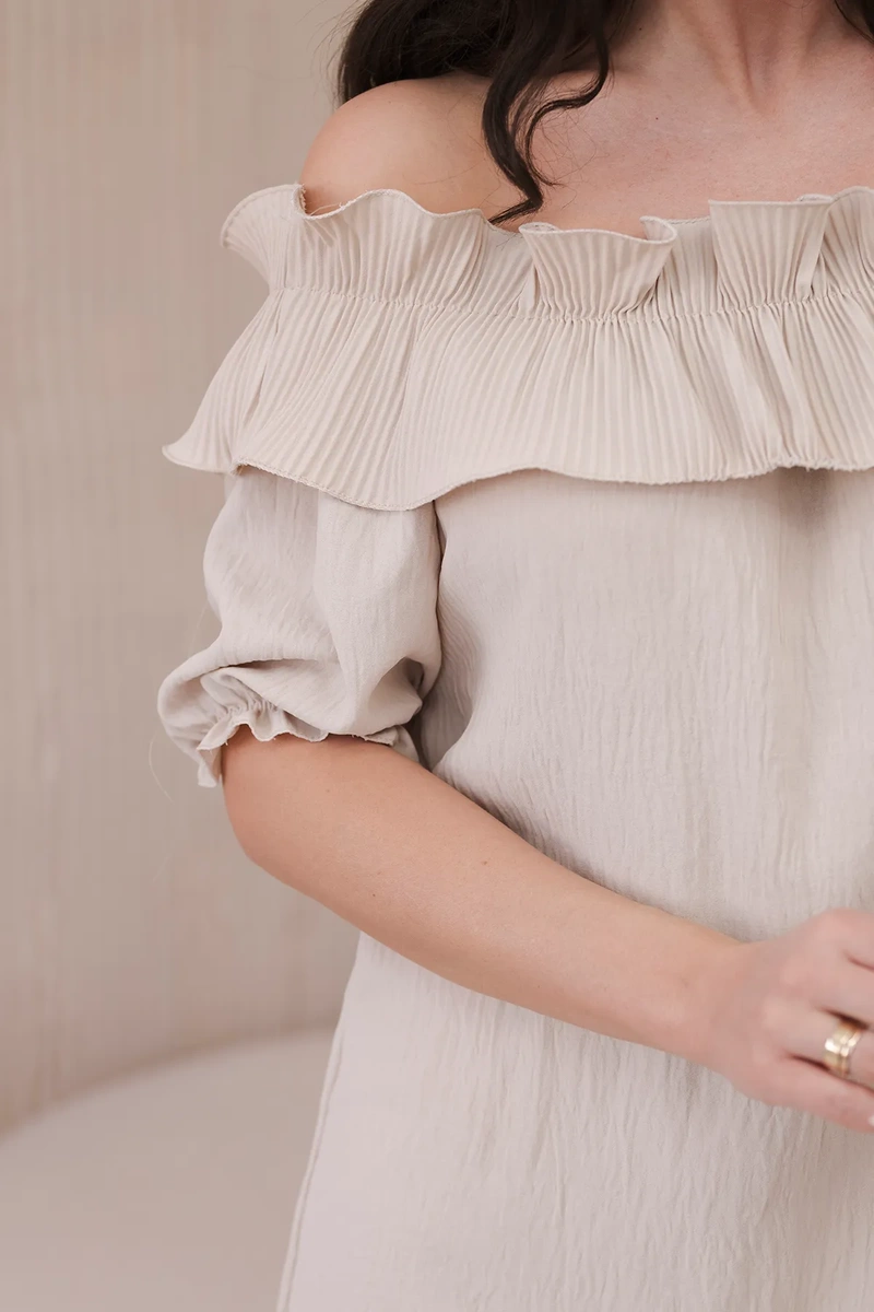 Ispaniška palaidinė su dekoratyvine maivymasis smėlio spalva - Image 4