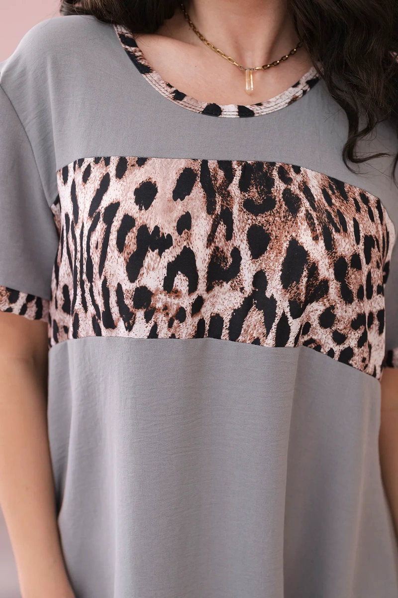 Leopardo rašto suknelė pilka - Image 3