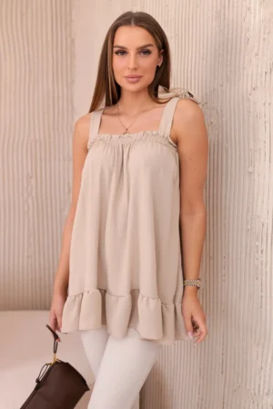 Palaidinė su lankais smėlio spalva