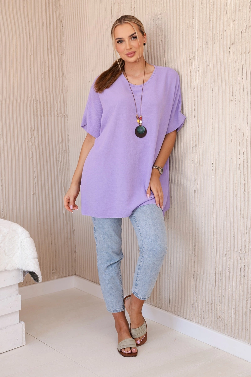 Oversized palaidinė su pakabuku šviesiai violetinė - Image 2