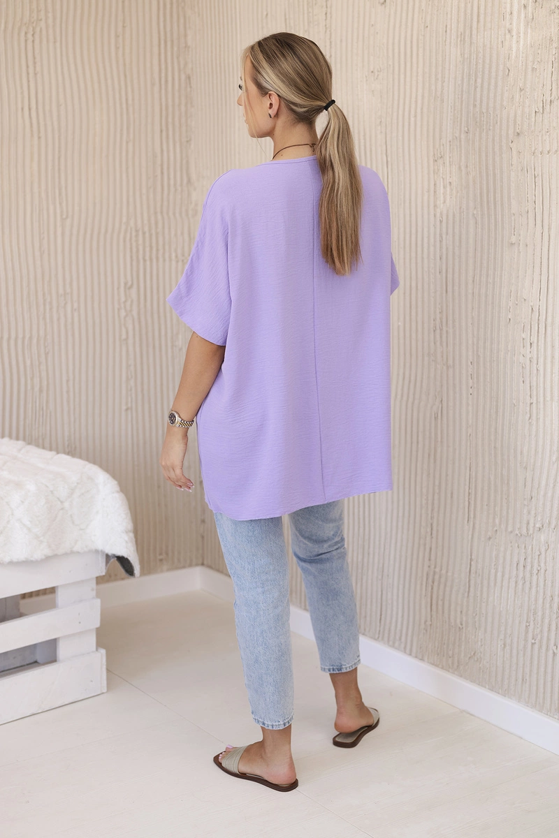 Oversized palaidinė su pakabuku šviesiai violetinė - Image 3