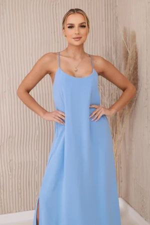 Ilga suknelė be petnešėlių mėlynas