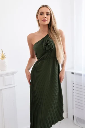 Plisuota suknelė su gėlėmis Chaki