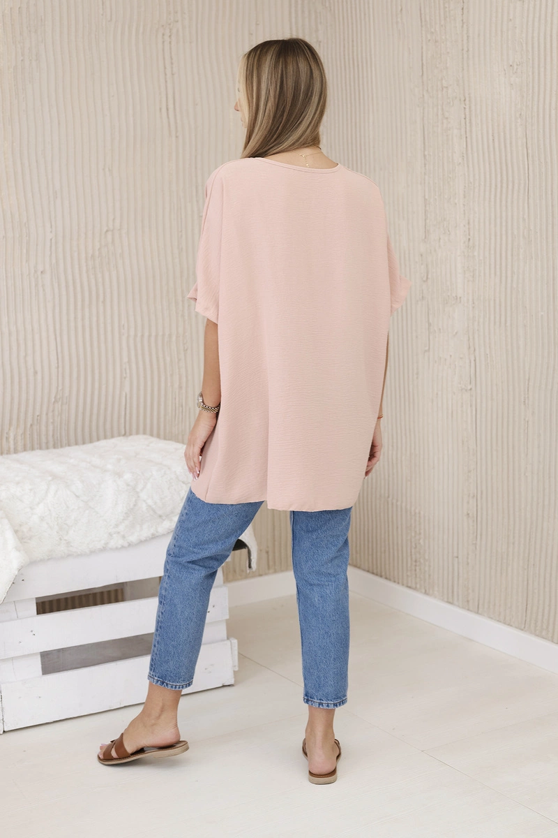 Oversized palaidinė su pakabuku tamsiai miltelių rožinė - Image 3
