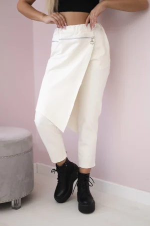 Punto Milano žieminės kelnės su dekoratyviniu užtrauktuku šviesiai smėlio spalvos