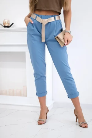 Punto kelnės su diržu Džinsinio