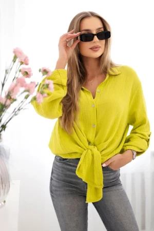 Medvilniniai muslino marškiniai kivi