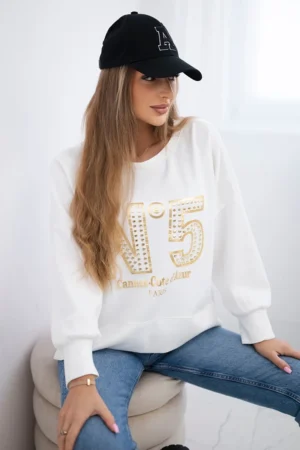 Marškiniai su atspaudais sviestinis audinys ecru