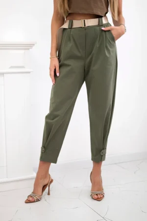 Summer Punto kelnės su kojų užsegimu Chaki