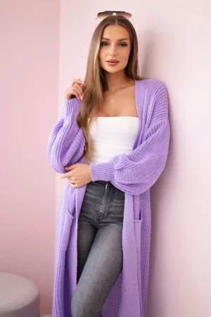 Megztinis ilgas megztinis šviesiai violetinė