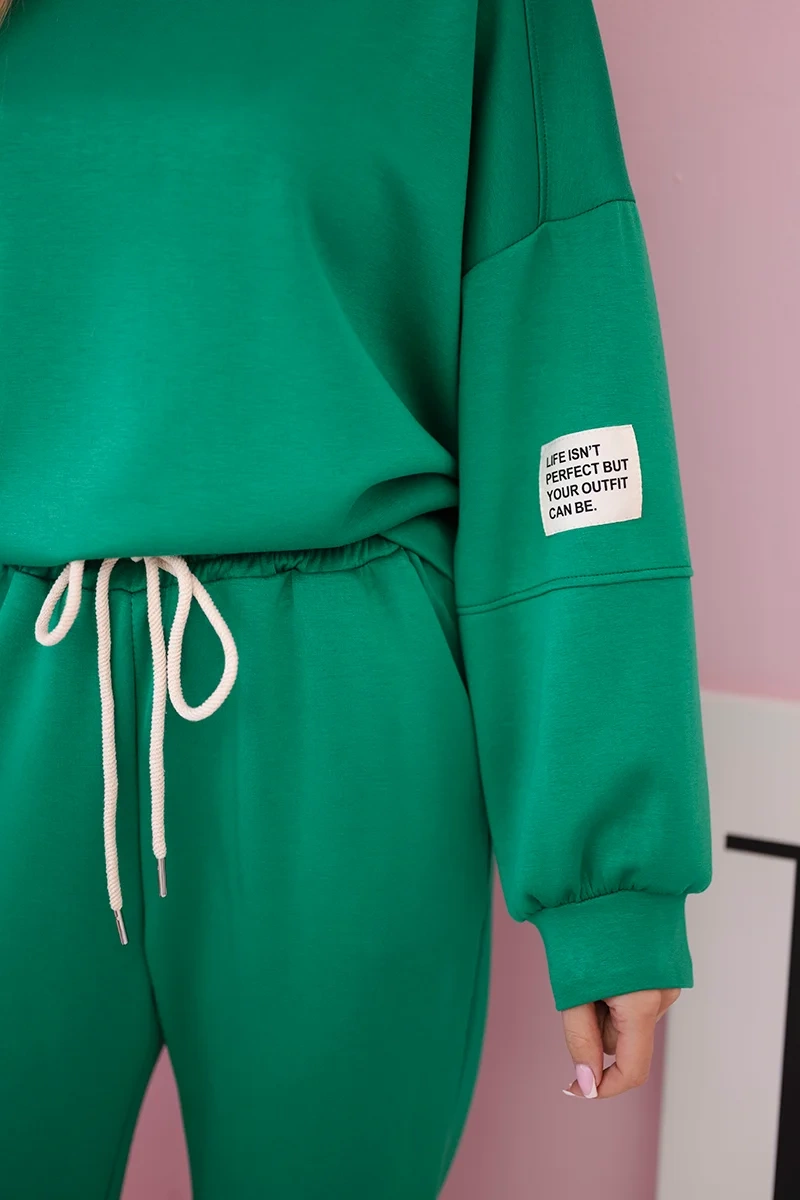 Viskozės komplektas sportinės + kelnės žalias - Image 4