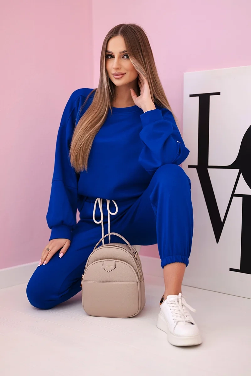 Viskozės komplektas sportinės + kelnės rugiagėlių mėlyna - Image 2