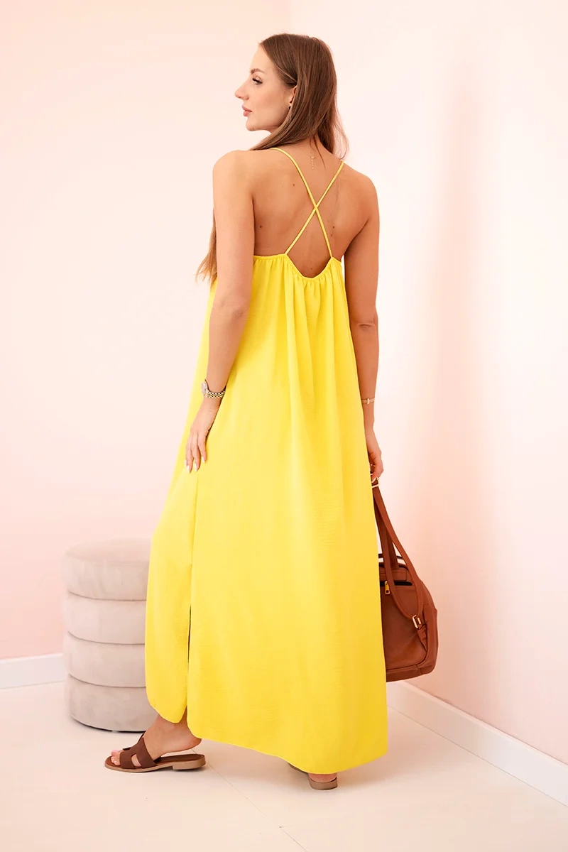 Ilga suknelė be petnešėlių geltonas - Image 3