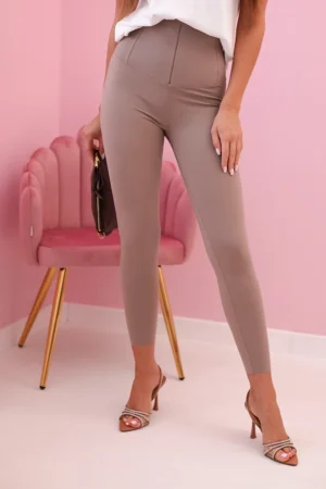 Moteriškos tamprės su aukštu liemeniu ir užtrauktuku, fango