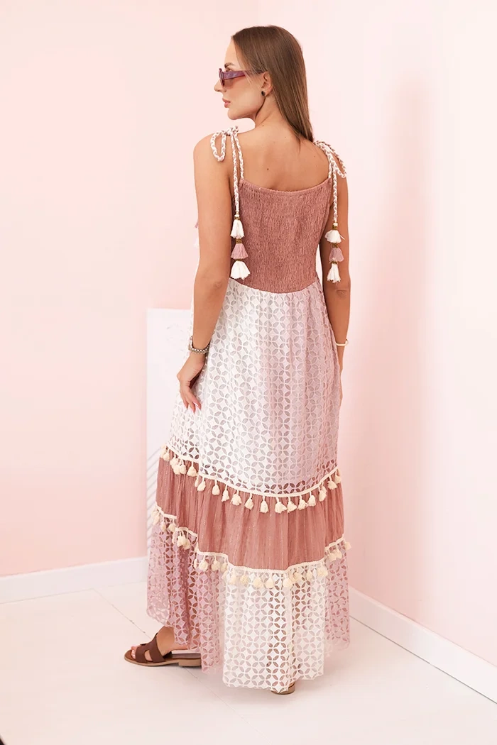 Moteriška boho suknelė su dirželiais kupranugaris - Image 3