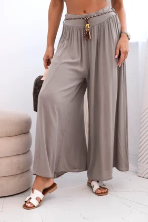 Moteriškos plačios kojos viskozės kelnės fango