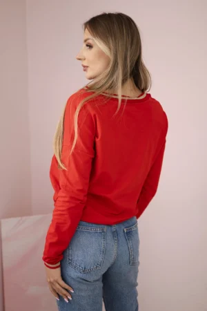 Moteriški marškiniai su blizgučių užrašu raudonas