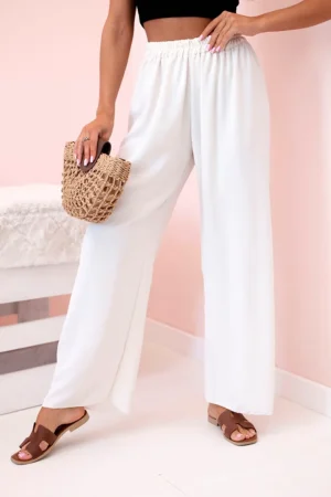 Kelnės plačioms kojoms šviesiai smėlio spalvos