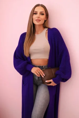 Megztinis ilgas megztinis violetinė