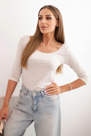 Marškinėliai apvaliu iškirpimu smėlio melange