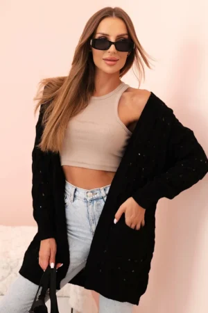 Moteriškas megztinis su kišenėmis, auksinis