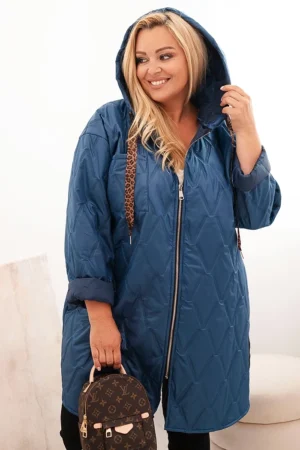 Moteriška Plus Size pamušalinė striukė su kapišonu ir užrašu HOPE džinsinė